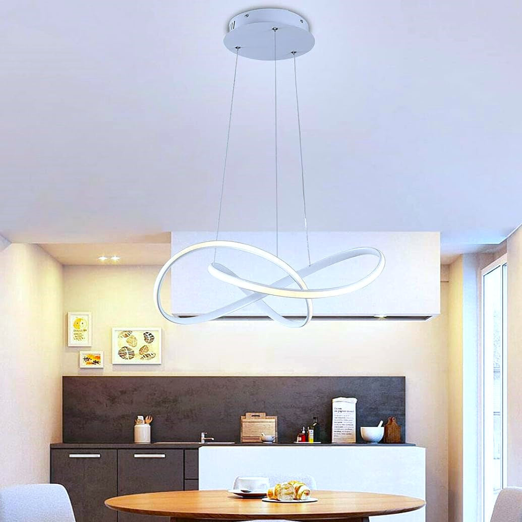 Lustra LED Suspendata INFINITY Alba Telecomanda Echivalent 500W