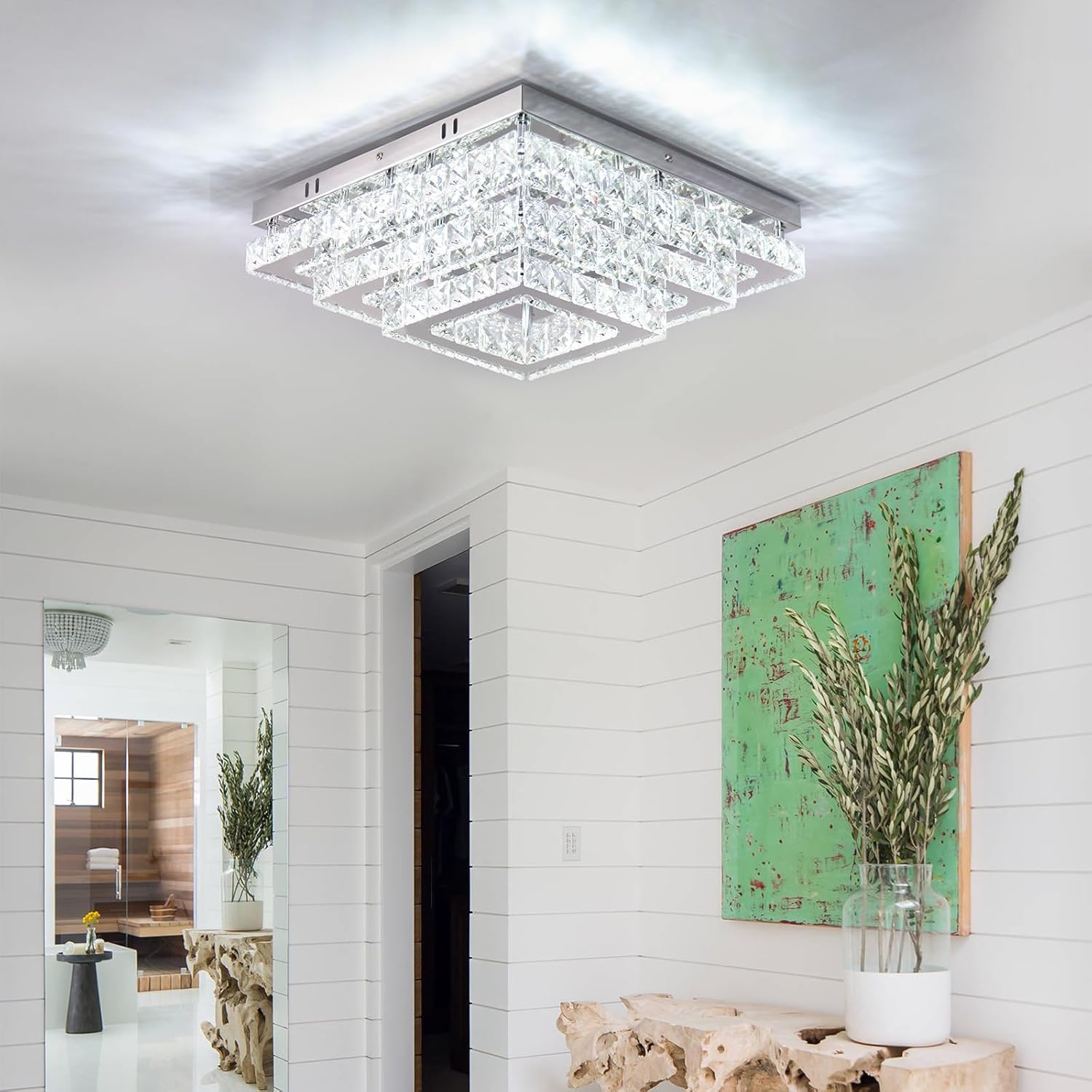 Lustra LED Cristal Exquisite Square Echivalent 800W Telecomanda