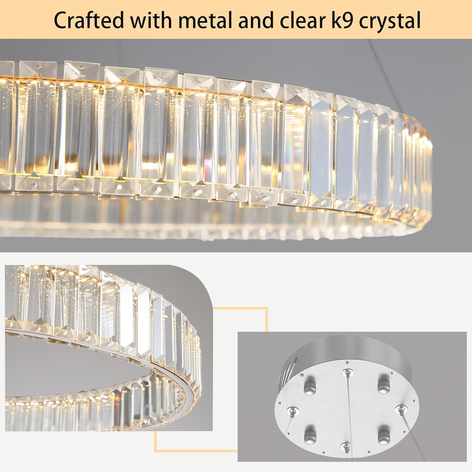 Lustra LED Cristal REGAL Chrome 1 Segment 40cm Echivalent 200W Telecomanda