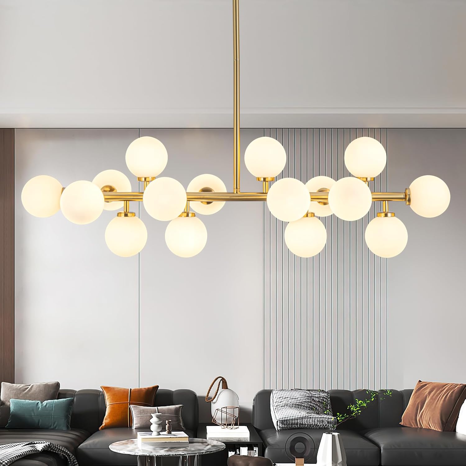 Lustra Abajur MAT GOLD Liniara 16xG9 90cm SKYLINE