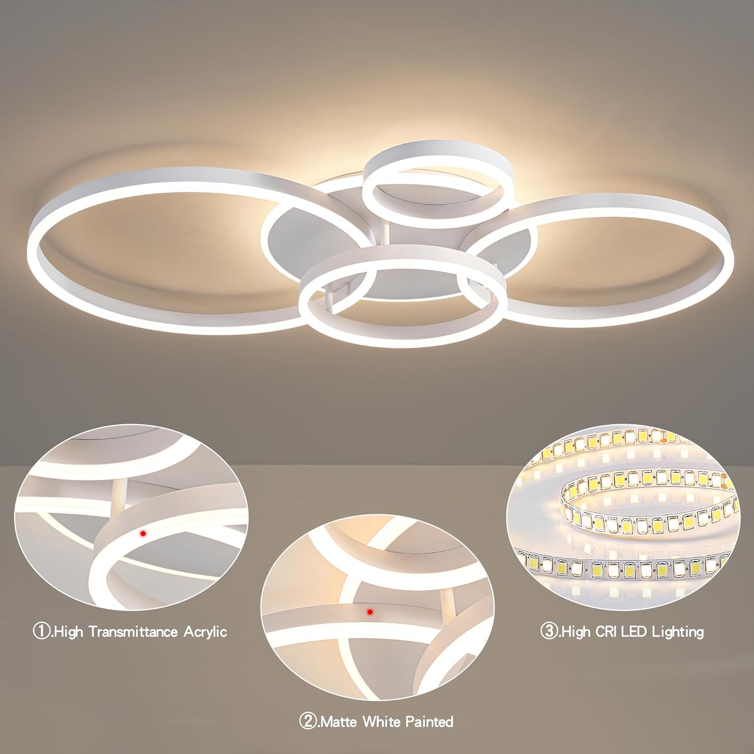 Lustra LED Beauty Circle White Gigant Echivalent 1200W Telecomanda