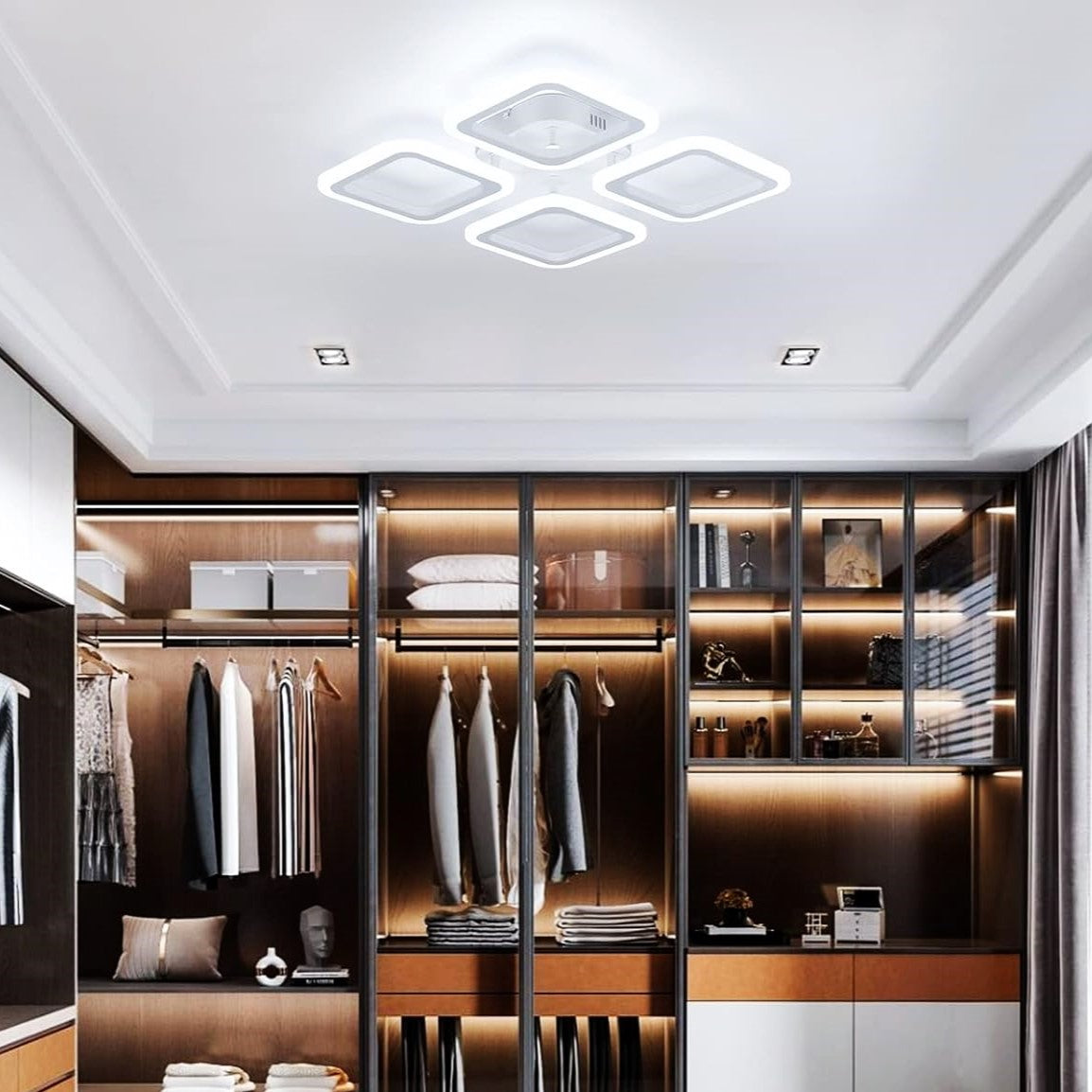 Lustra LED 4 SQUARES Alb Echivalent 250W Telecomanda