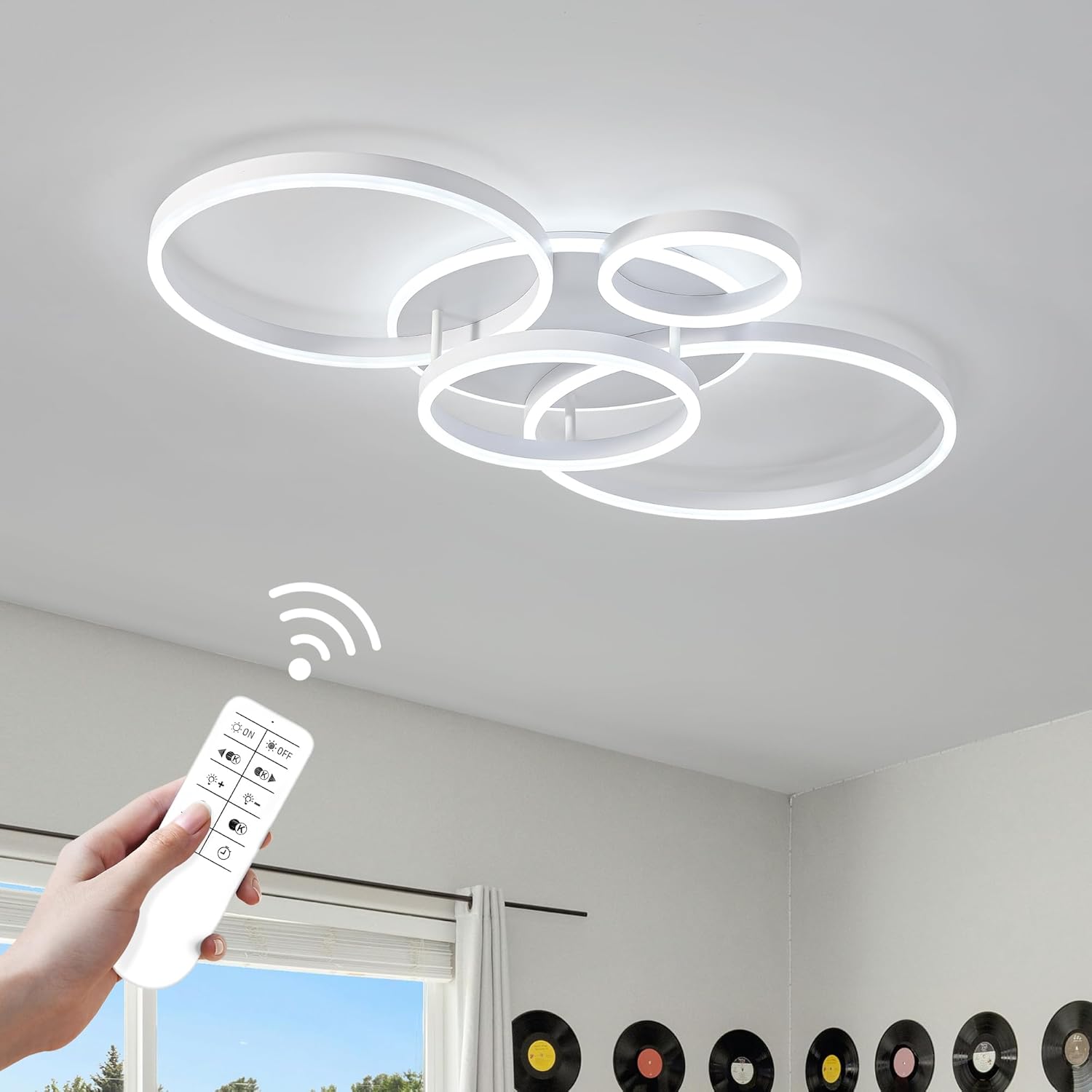 Lustra LED Beauty Circle White Gigant Echivalent 1200W Telecomanda