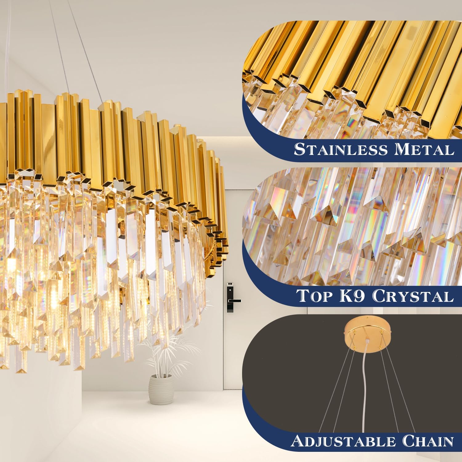 Candelabru Cristal GLORY GOLD GRANDE 600mm