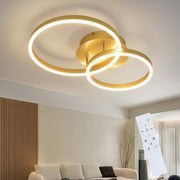 Lustra LED Beauty Gold Double Circle Echivalent 300W Telecomanda