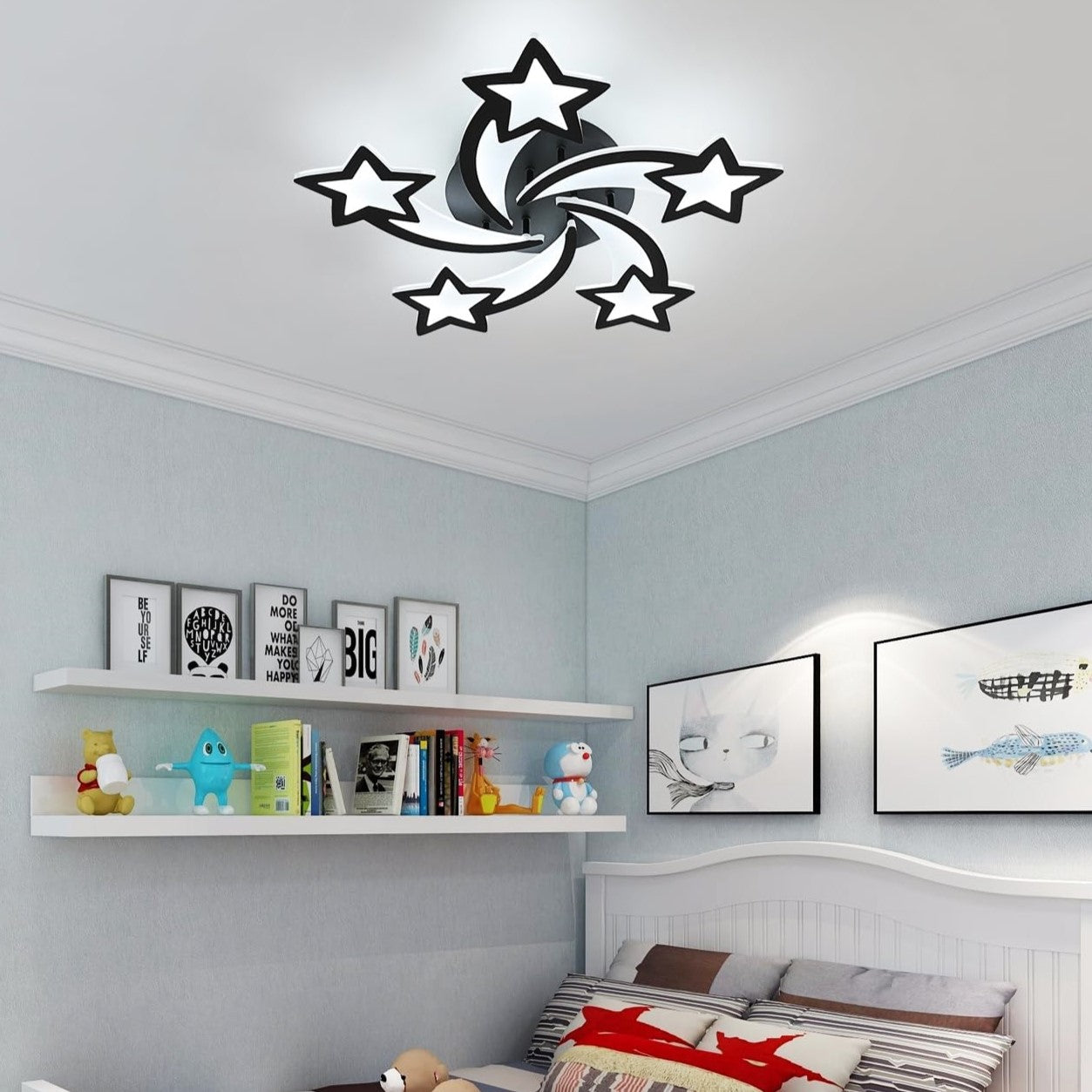 Lustra Led 160W Star Design Black Telecomanda Echivalent 600W Lighting Fixtures