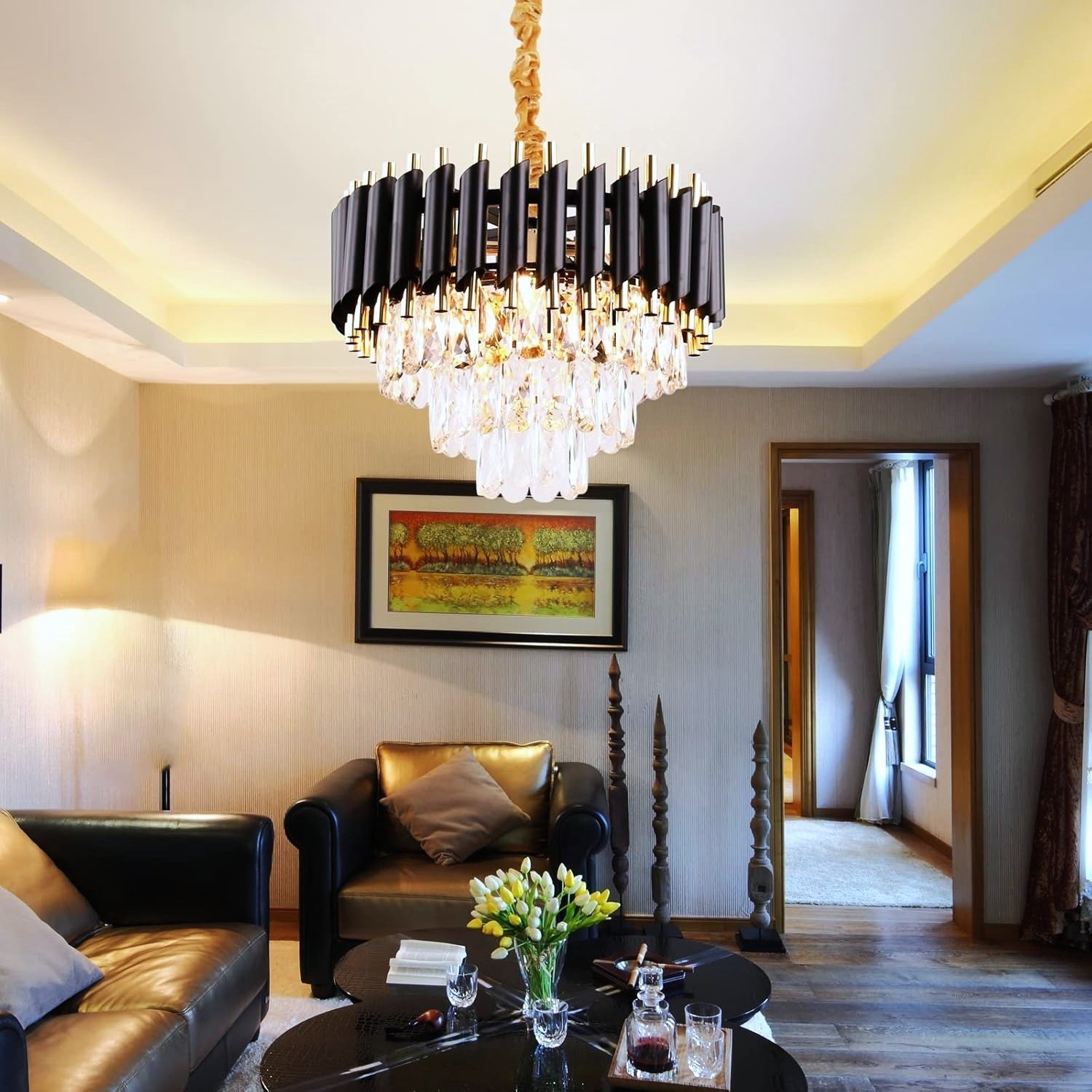 Candelabru Cristal BLACK PANTHER 300mm NEGRU + AURIU / CRISTAL / 30CM Chandeliers Crystal