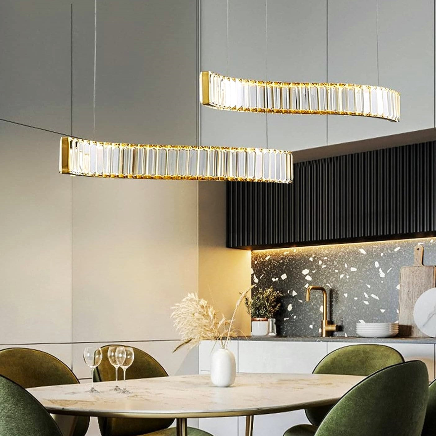 Lustra LED Cristal Suspendata TWO WAVE Echivalent 400W