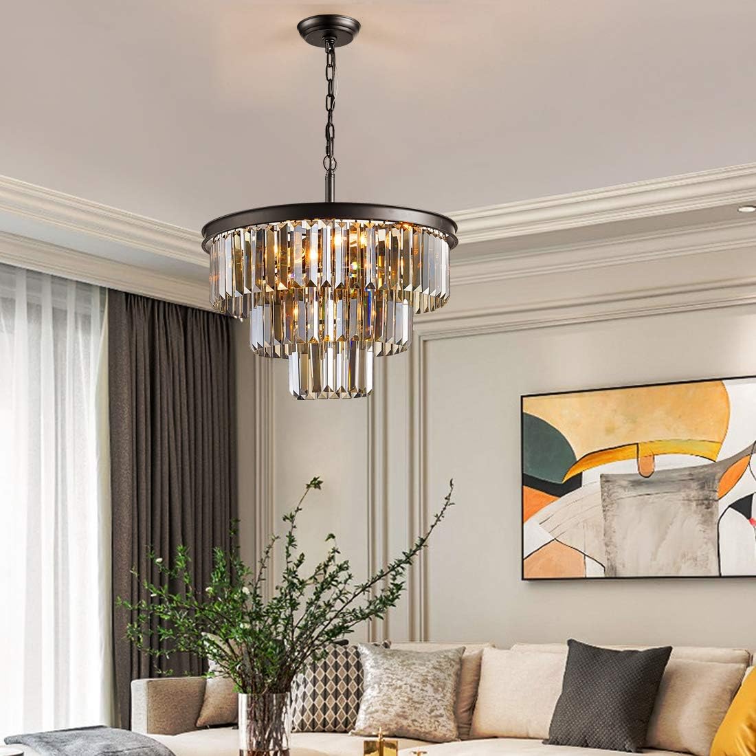 Candelabru Cristal SMOKY BLACK ROUND 600mm