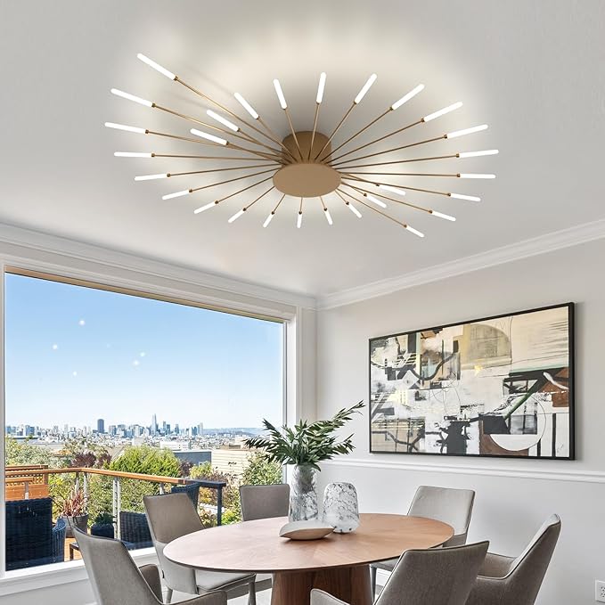 Lustra LED American Dream Gold 112w Echivalent 500W Telecomanda AURIE / 105CM / MINIMALIST DESIGN Chandeliers