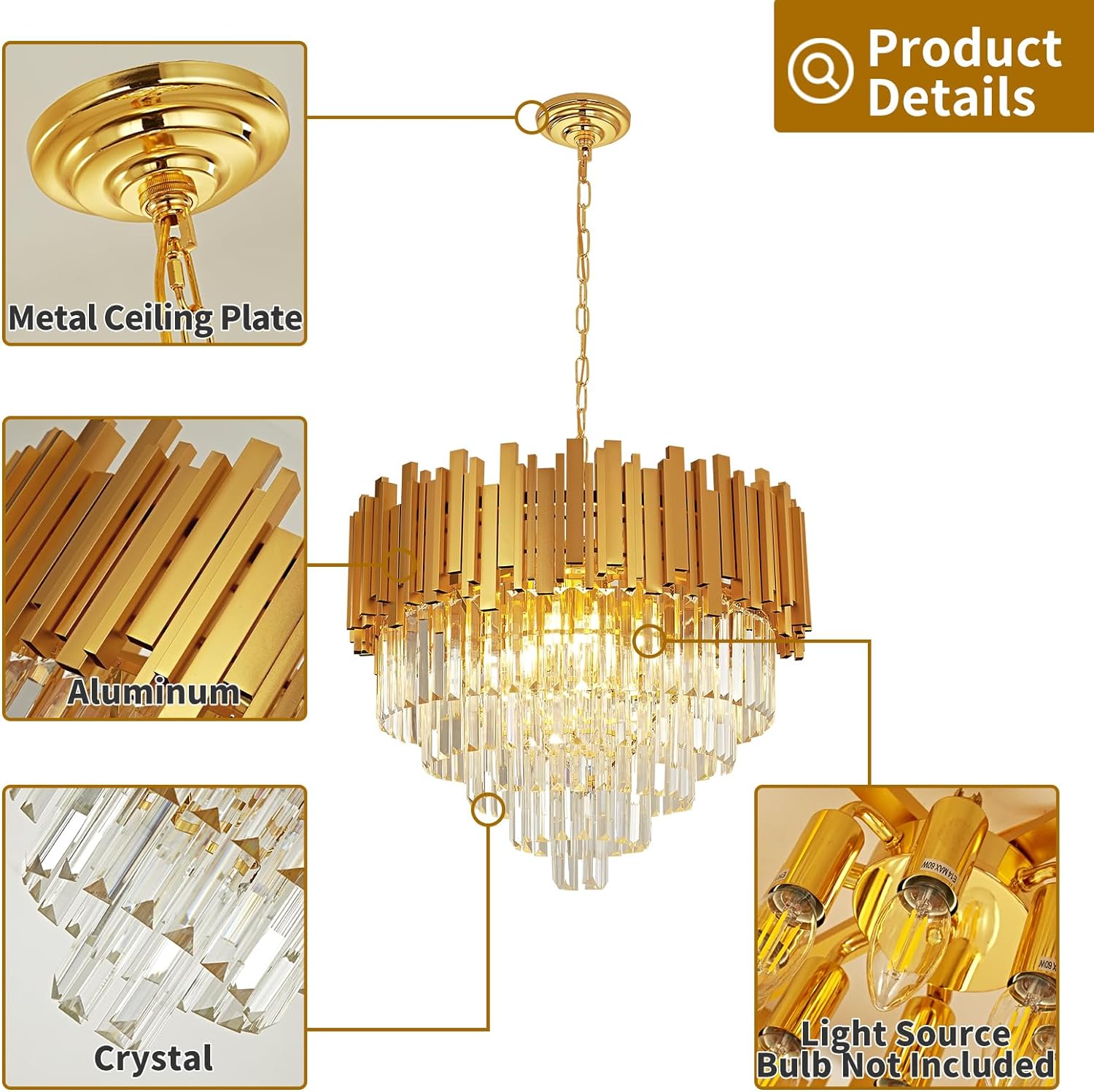 Candelabru Cristal GOLDEN MAXI 500mm