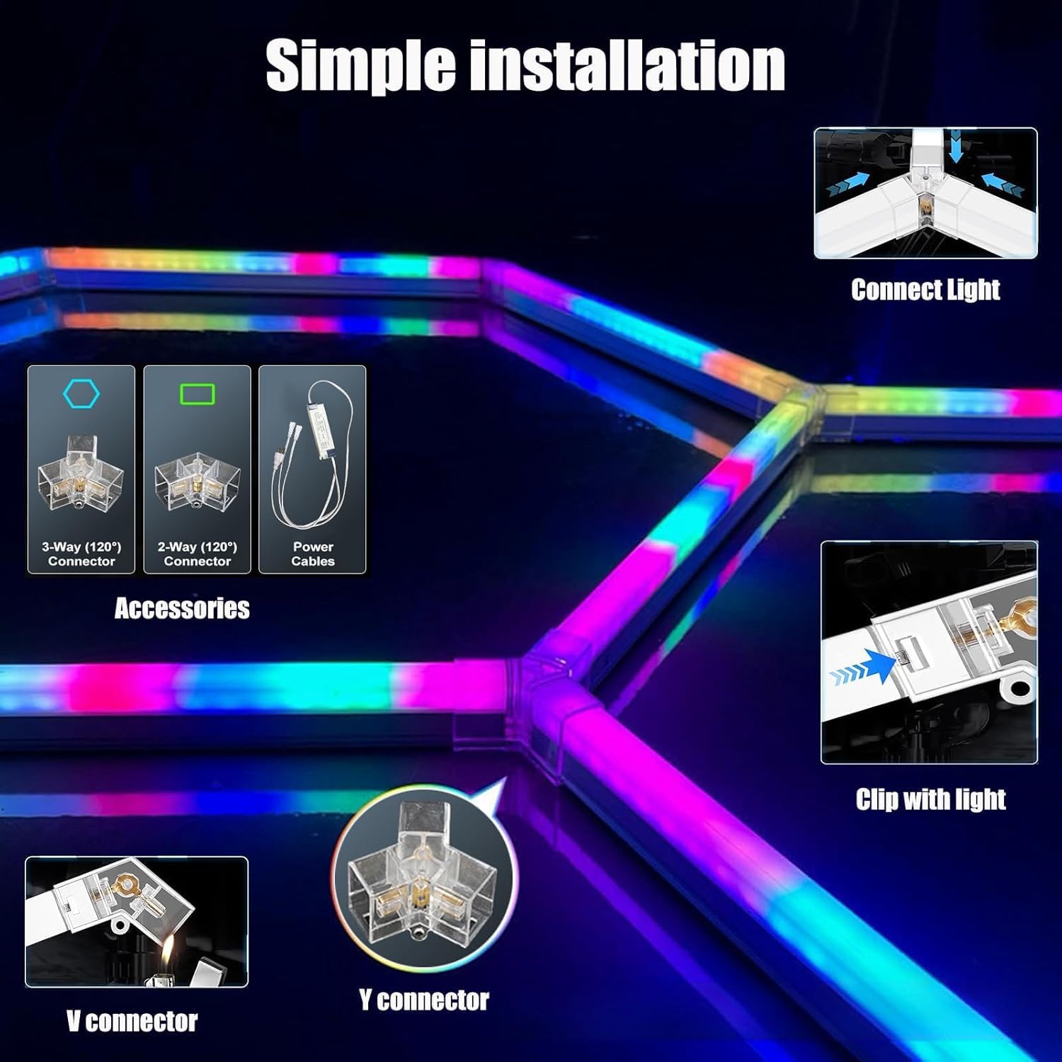 HoneyComb LED Hexagon RGB Digital SMART Telecomanda 244cm X 170cm
