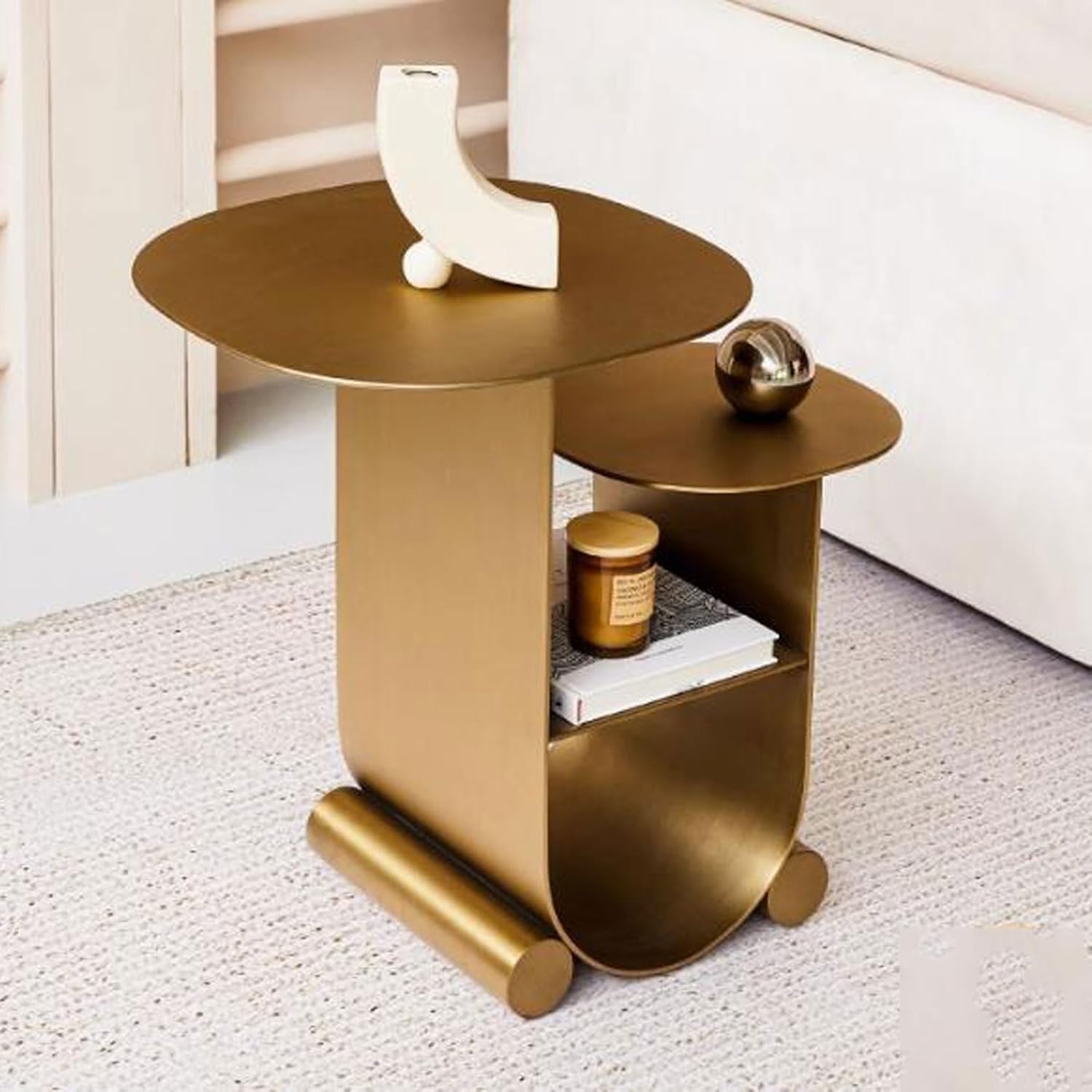 Masa Decorativa Brass Duo Golden Moderna din Metal