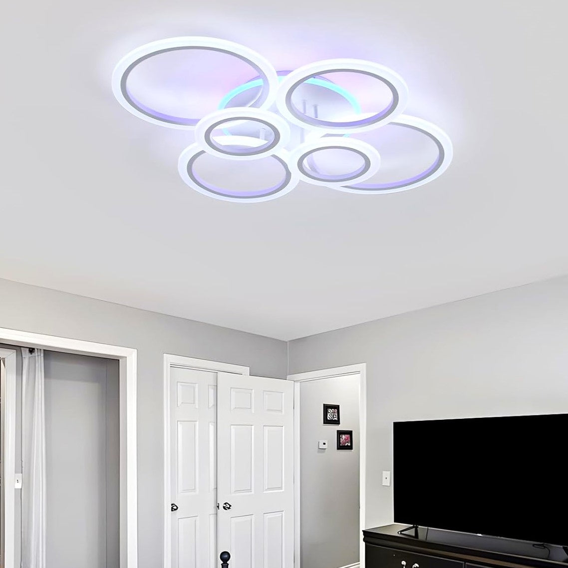 Lustra LED 4+2 CIRCLE RGB Alb Echivalent 600W Telecomanda