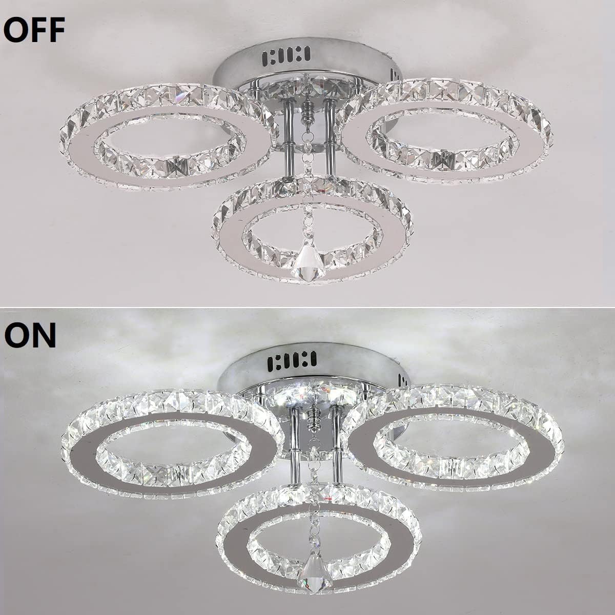Lustra LED Cristal 3 RINGS Telecomanda Echivalent 300W