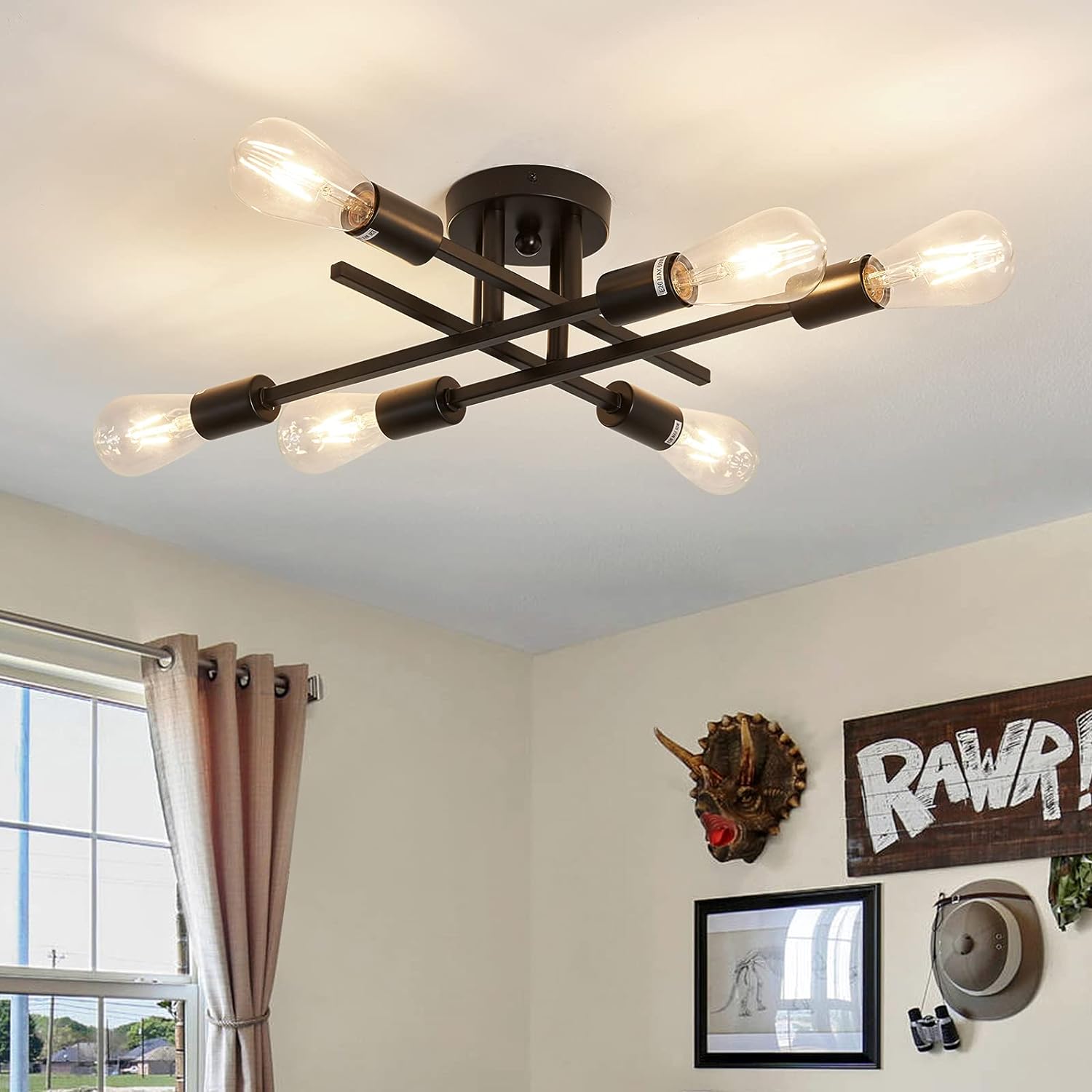 Lustra Vintage 6Xe27 Black 3215/6Bk Lighting Fixtures