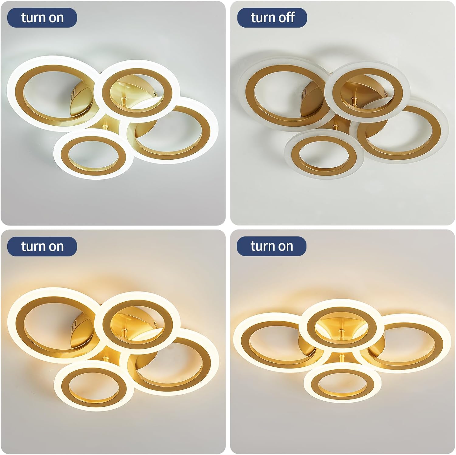 Lustra LED 2+2 CIRCLE GOLD Luxury Telecomanda Echivalent 400W