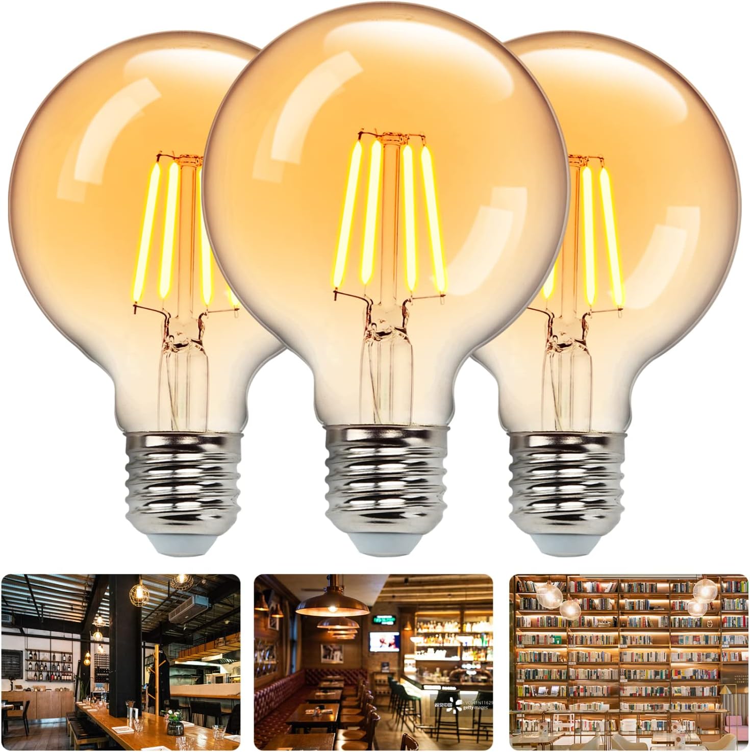 Bec LED E27 Vintage G80 4W Fumuriu 2200K