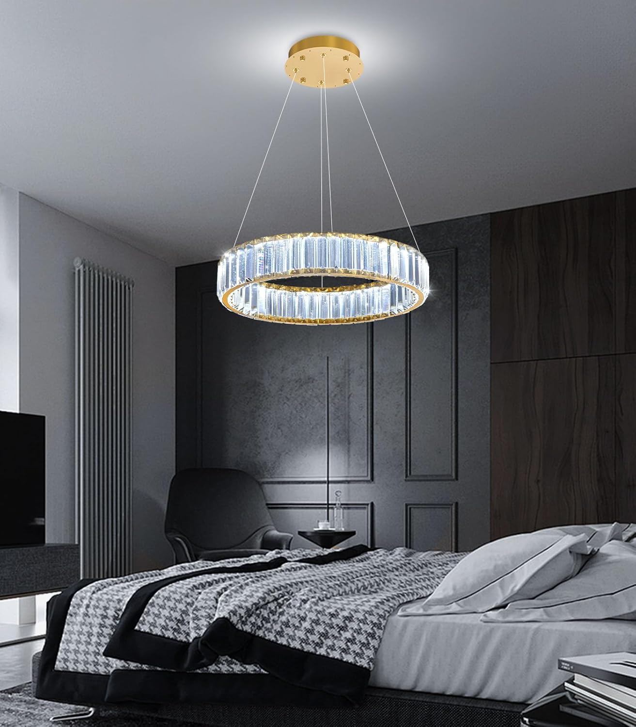 Lustra LED Cristal REGAL GOLD 1 Segment 40cm Echivalent 200W Telecomanda