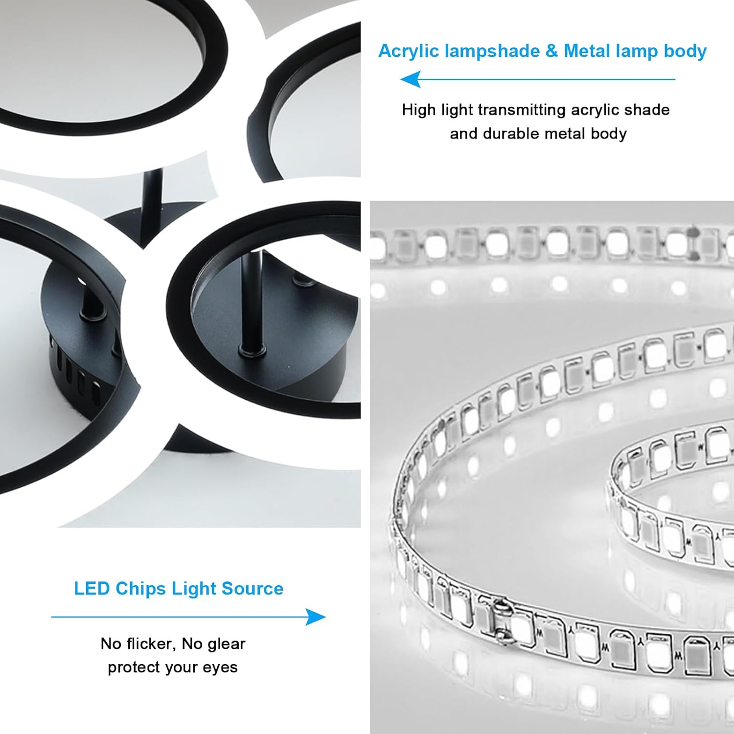 Lustra LED 2+2 CIRCLE BLACK Echivalent 400W Telecomanda