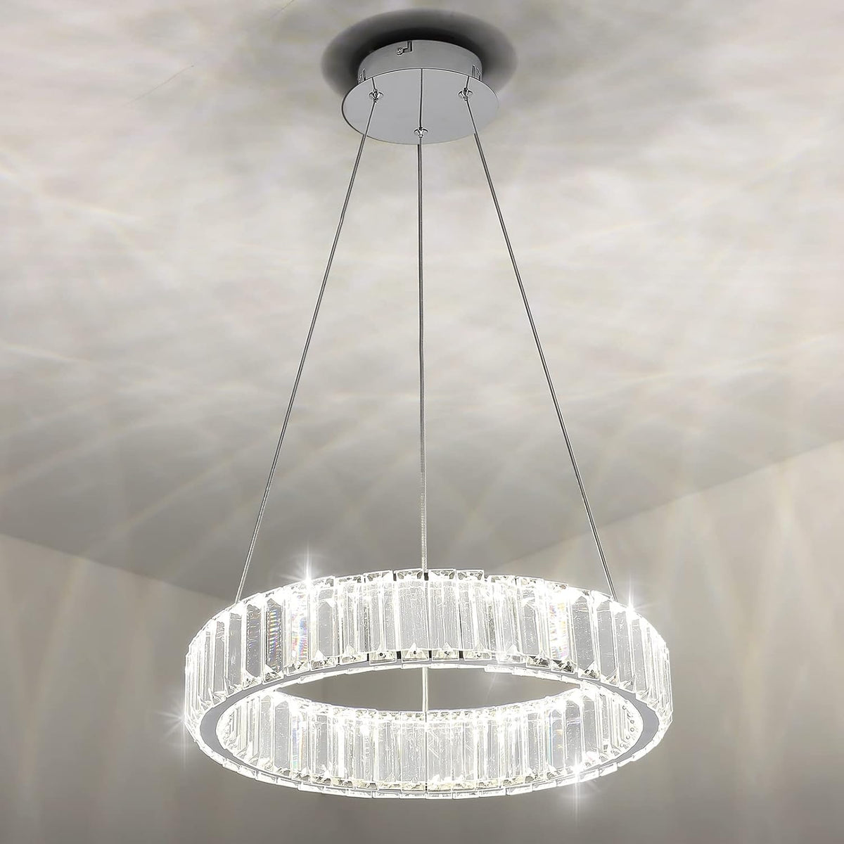 Lustra LED Cristal REGAL Chrome 1 Segment 40cm Echivalent 200W Telecomanda