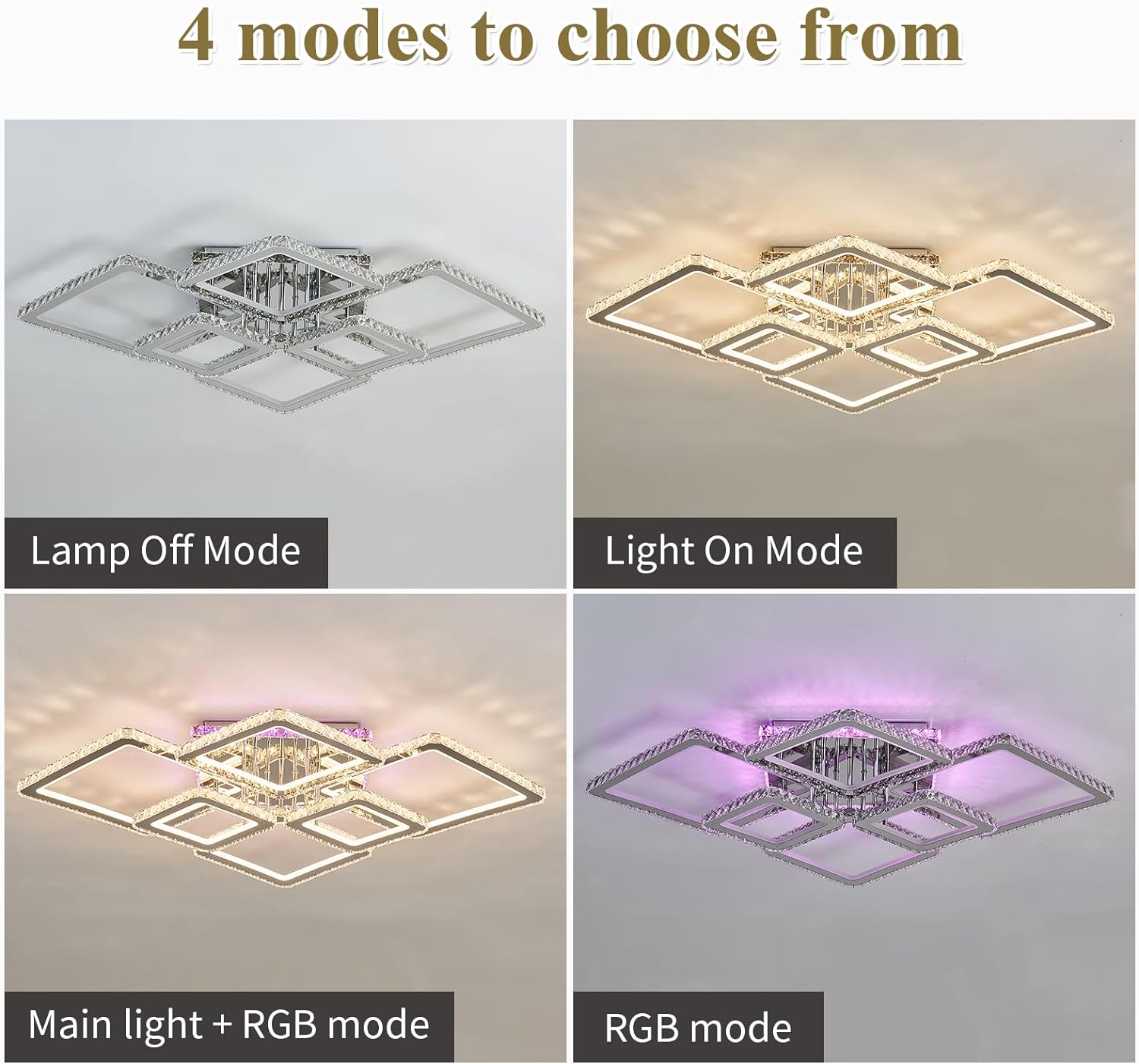 Lustra LED 4+2 DIAMOND RGB Chrome Cristal Echivalent 1000W