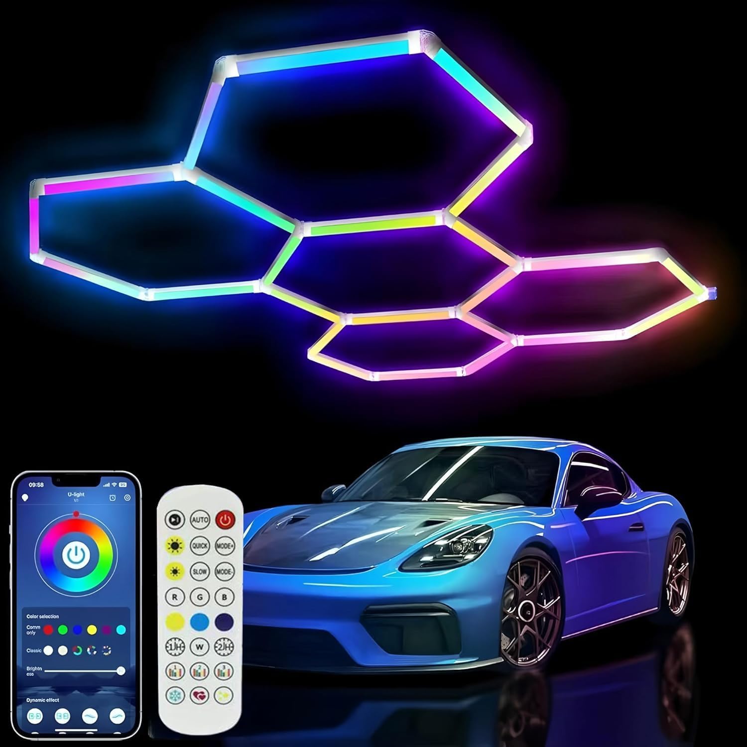 HoneyComb LED Hexagon RGB Digital SMART Telecomanda 244cm X 170cm