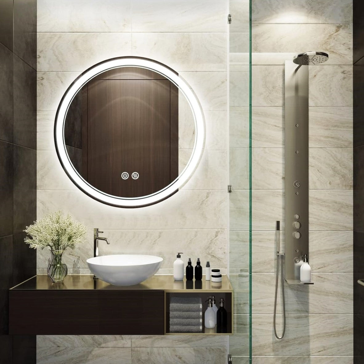 Oglinda Led Rotunda 70Cm Functie Dezaburire Si Touch J05 Mirror