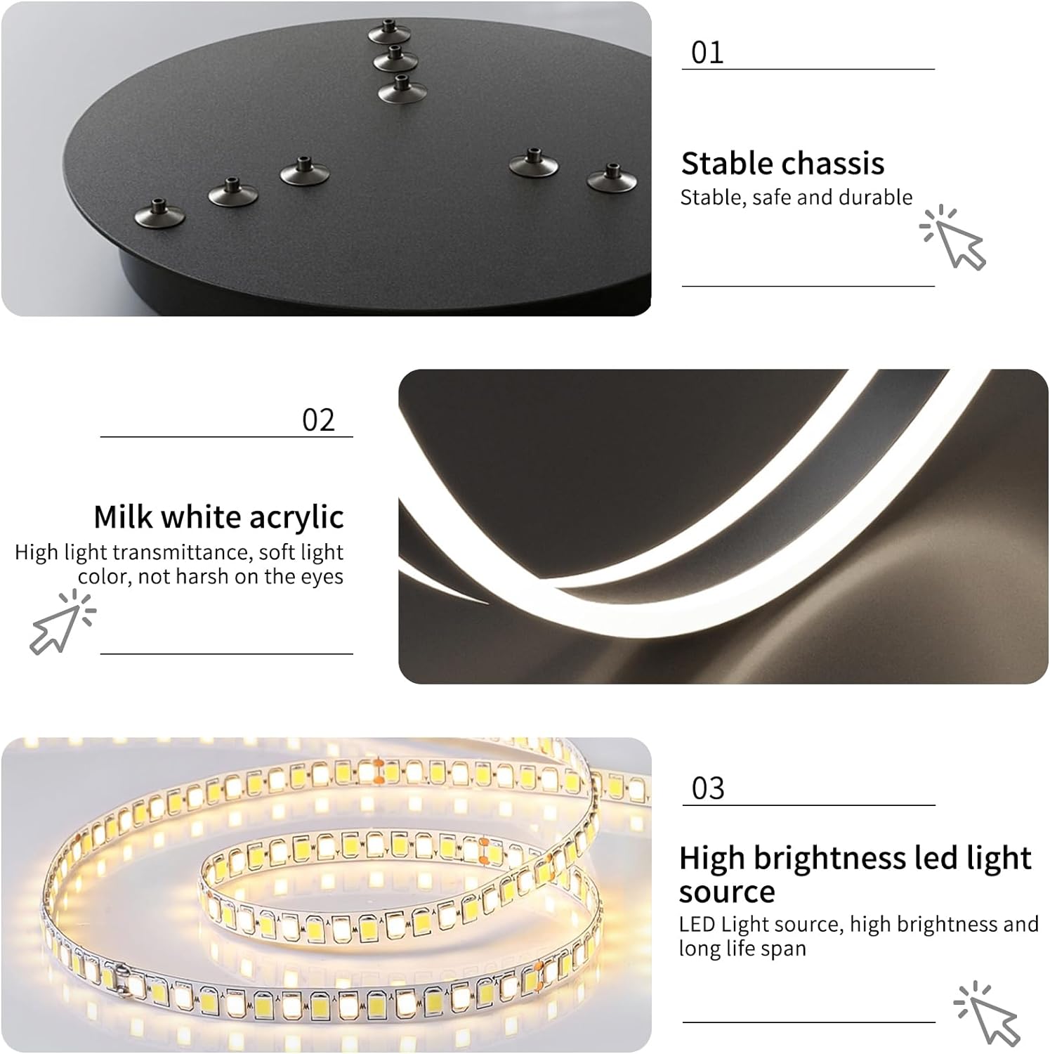 Lustra LED KING Black XXL 80cm 3 Segmente Echivalent 1200W Telecomanda