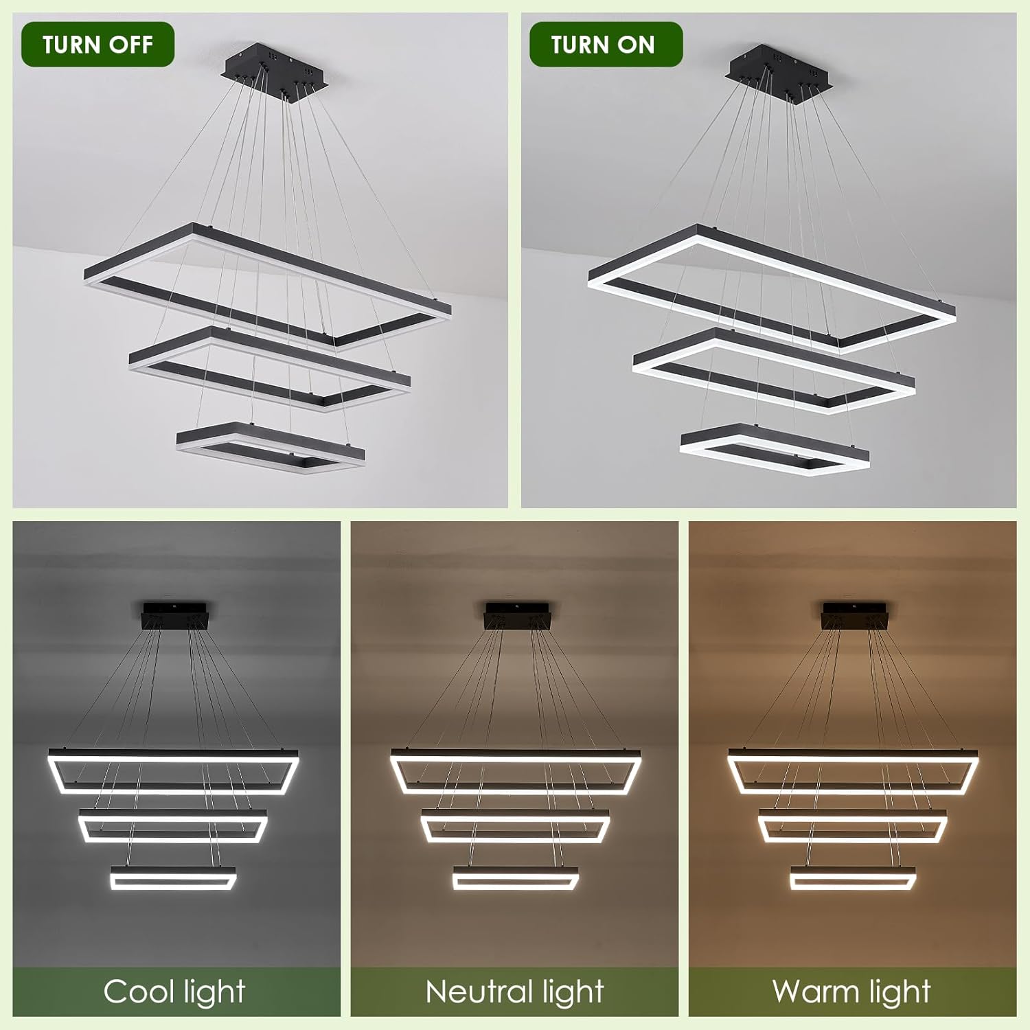 Lustra LED Suspendata cu 3 Elemente Rectangulare Neagra LT109 Echivalent 800W