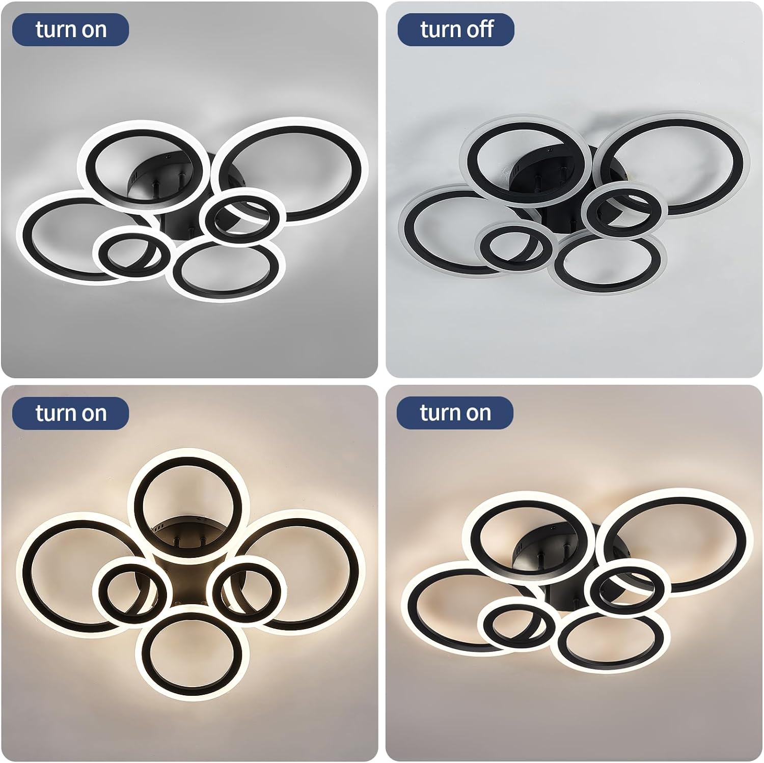 Lustra LED 4+2 CIRCLE MAXI Black SMART Echivalent 600W