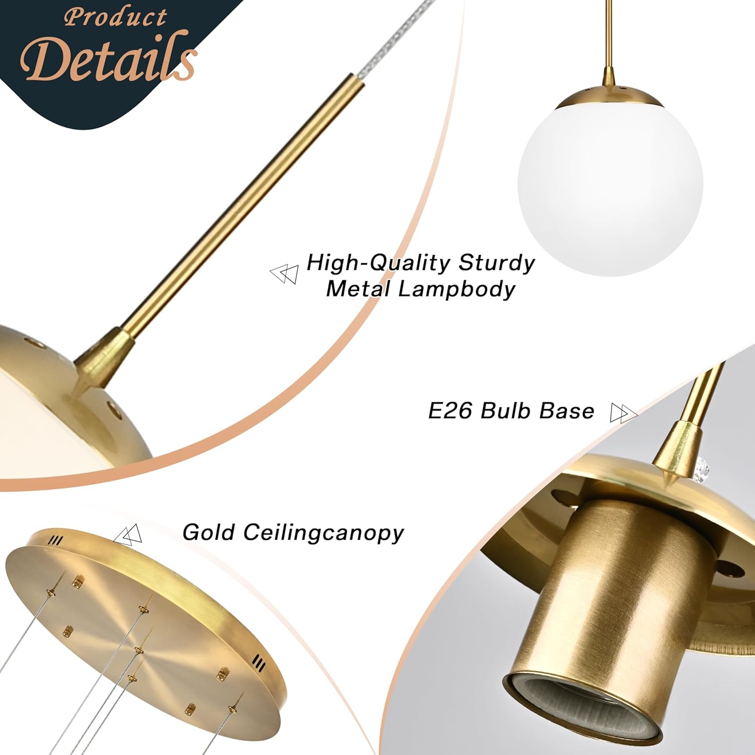 Lustra Abajur Mat GOLD Luxury STAIRCASE 5XE27