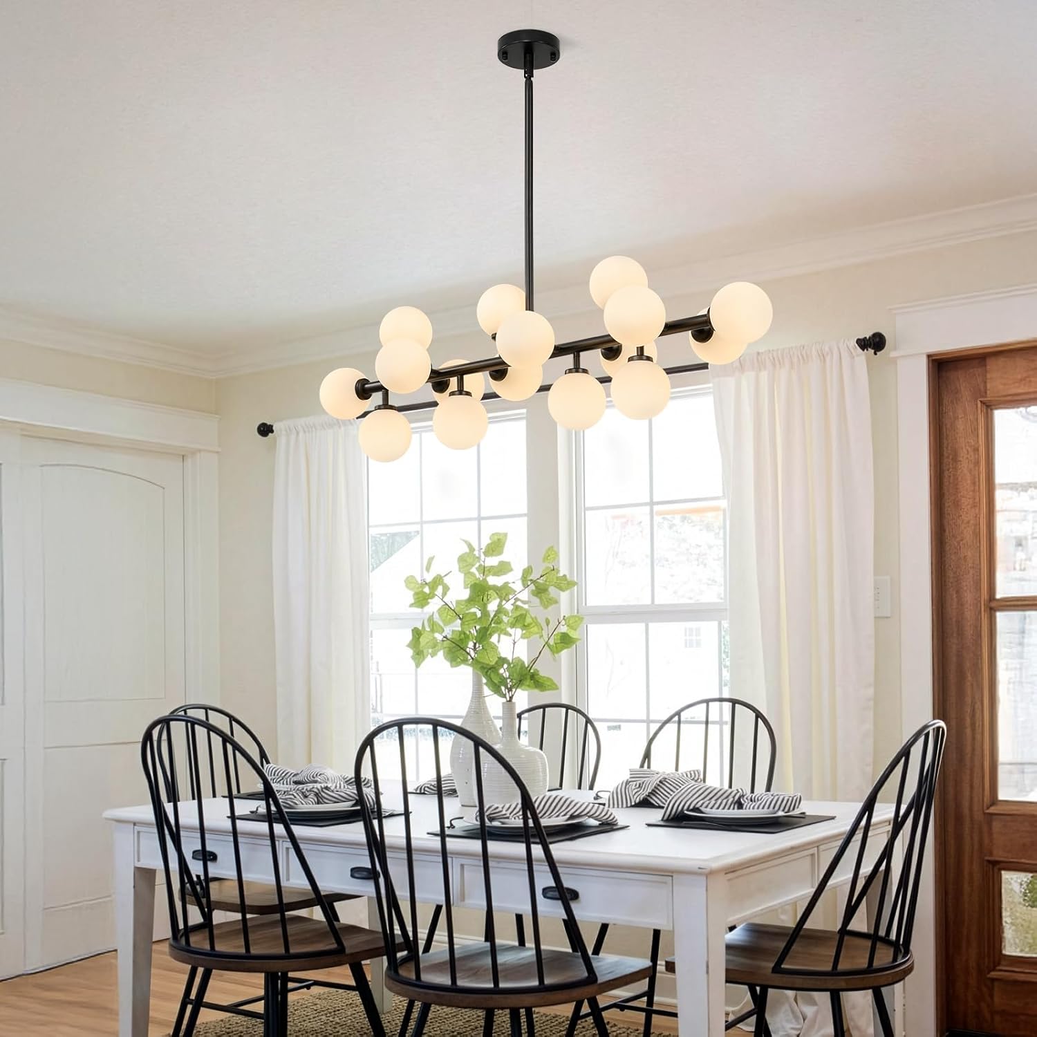 Lustra Abajur MAT Black Liniara 16xG9 90cm SKYLINE