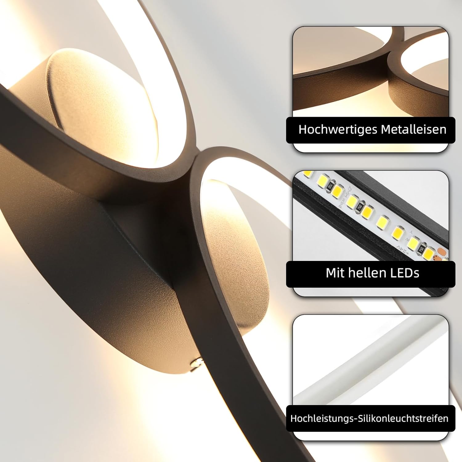 Lustra LED PREMIUM RONDO Black Echivalent 500W Dimabila