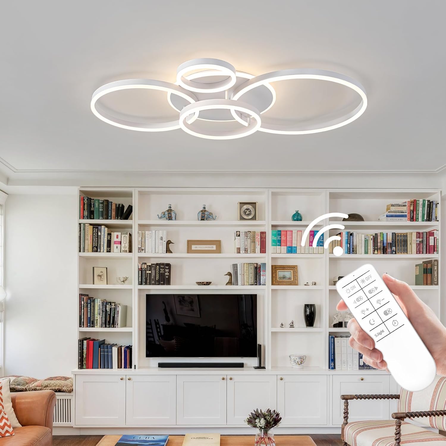 Lustra LED Beauty Circle White Gigant Echivalent 1200W Telecomanda