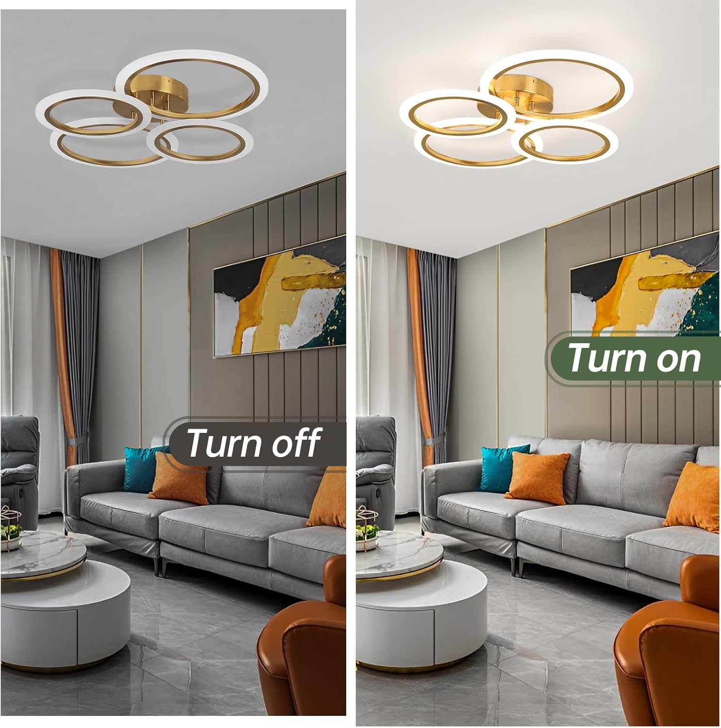 Lustra LED 2+2 Circle Gold Echivalent 400W Telecomanda