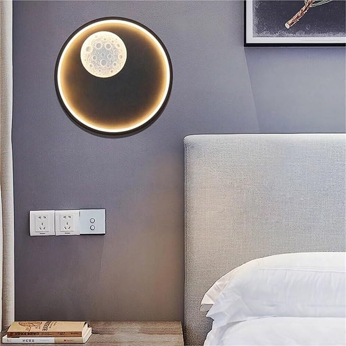 Aplica LED Round Moon BLACK YCM 5558 BK NEAGRA / CIRCLE DESIGN Wall Light Fixtures