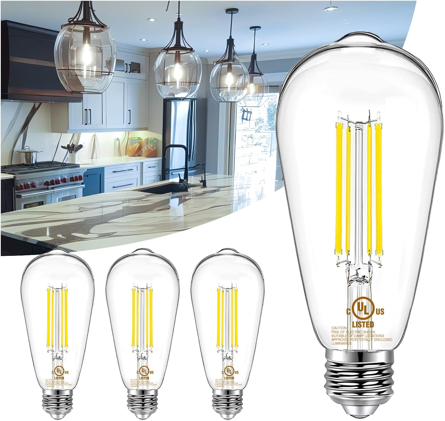 Bec LED E27 ST64 4W Filament Transparent DIMABIL