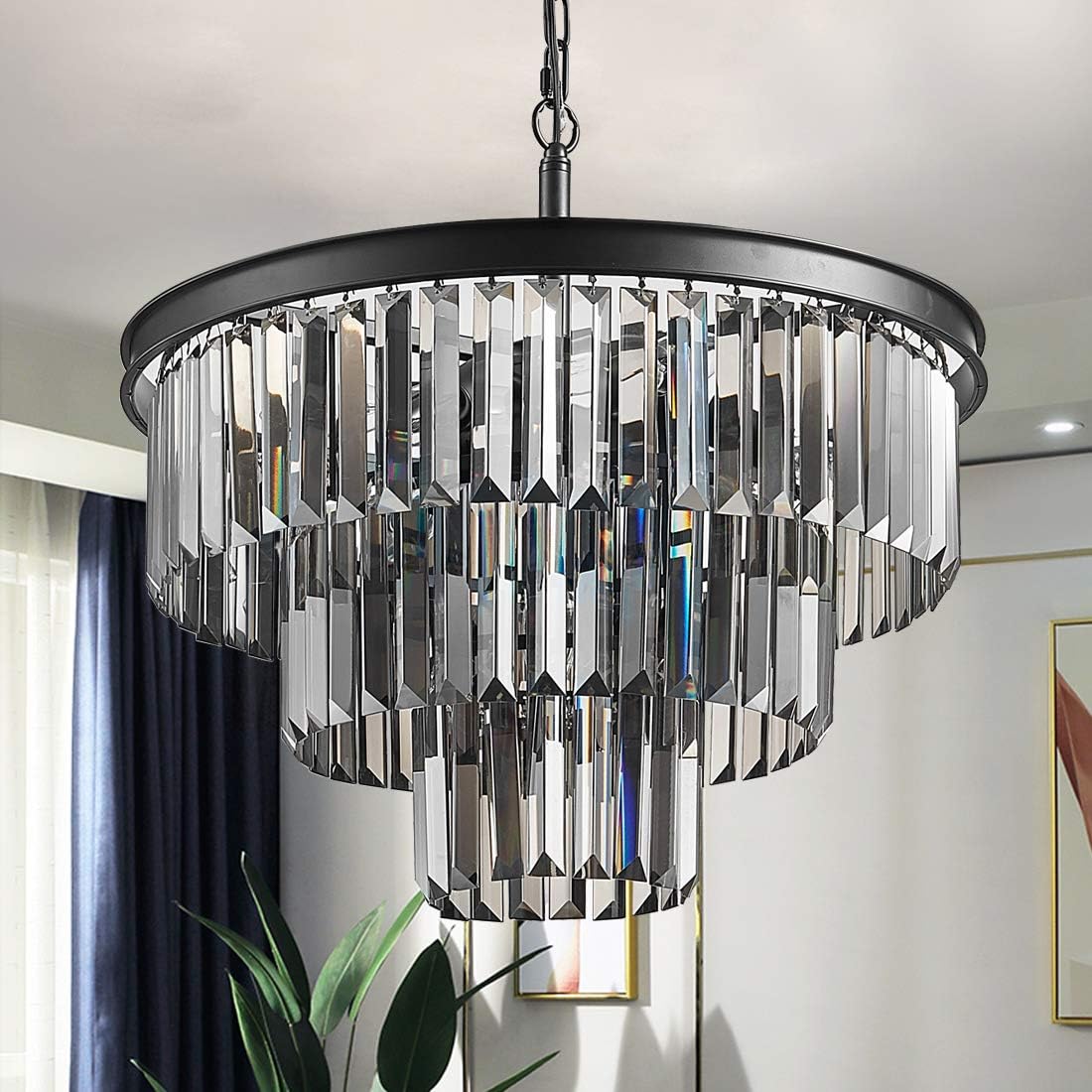 Candelabru Cristal SMOKY BLACK ROUND 600mm