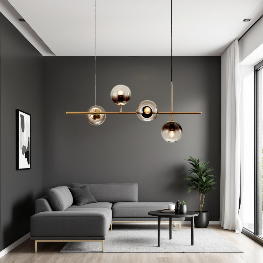 Lustra Abajur 4xE14 Suspendata Phantom Noir