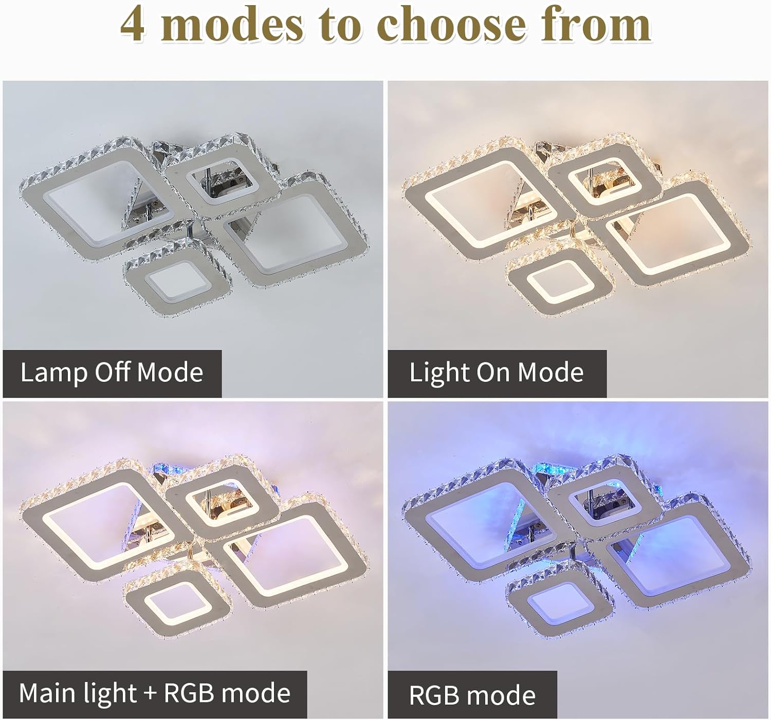Lustra LED 2+2 DIAMOND RGB Chrome Cristal Echivalent 400W Telecomanda