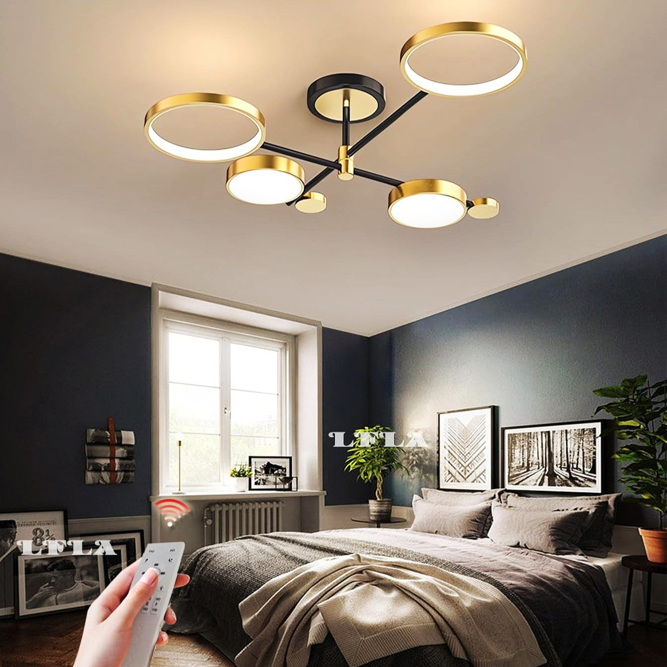 Lustra LED 68W 2+2 Dynamo Echivalent 300W Telecomanda