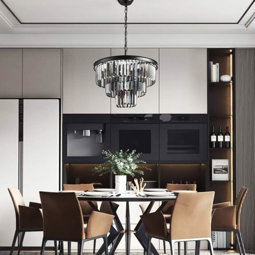 Candelabru Cristal SMOKY BLACK ROUND 600mm