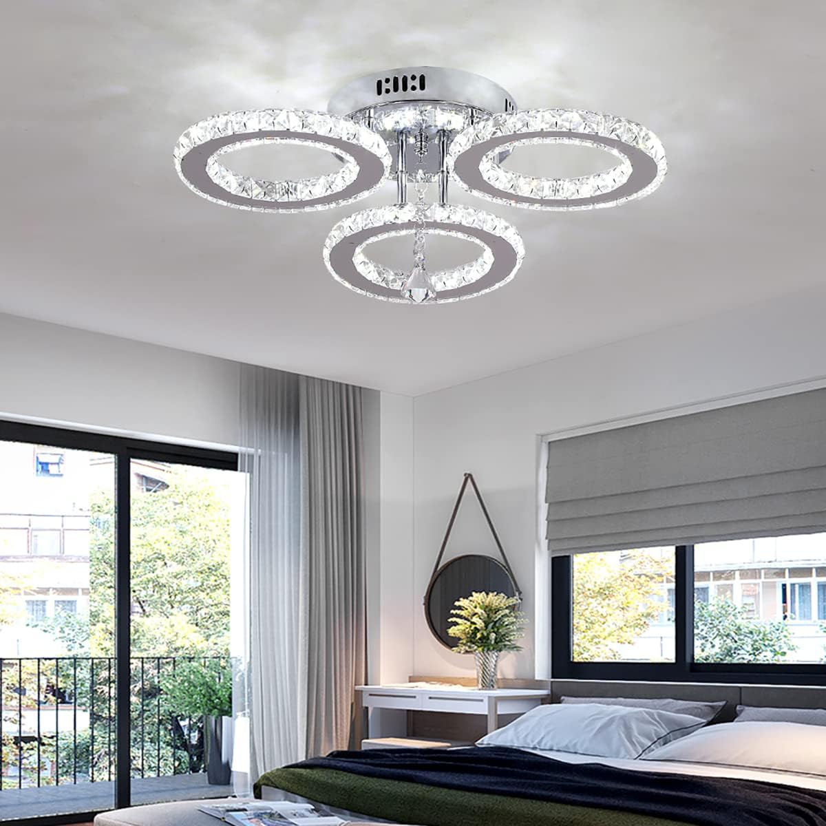 Lustra LED Cristal 3 RINGS Telecomanda Echivalent 300W