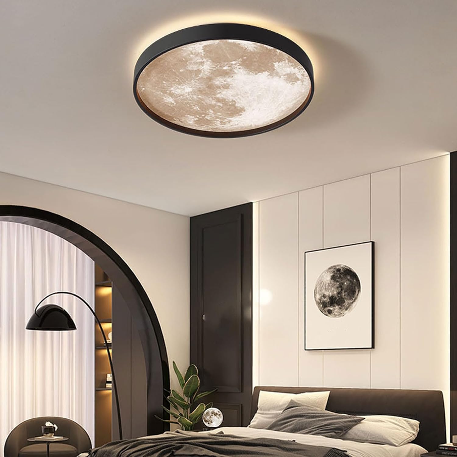 Plafoniera LED Mini MOON Neagra 40cm Echivalent 200W