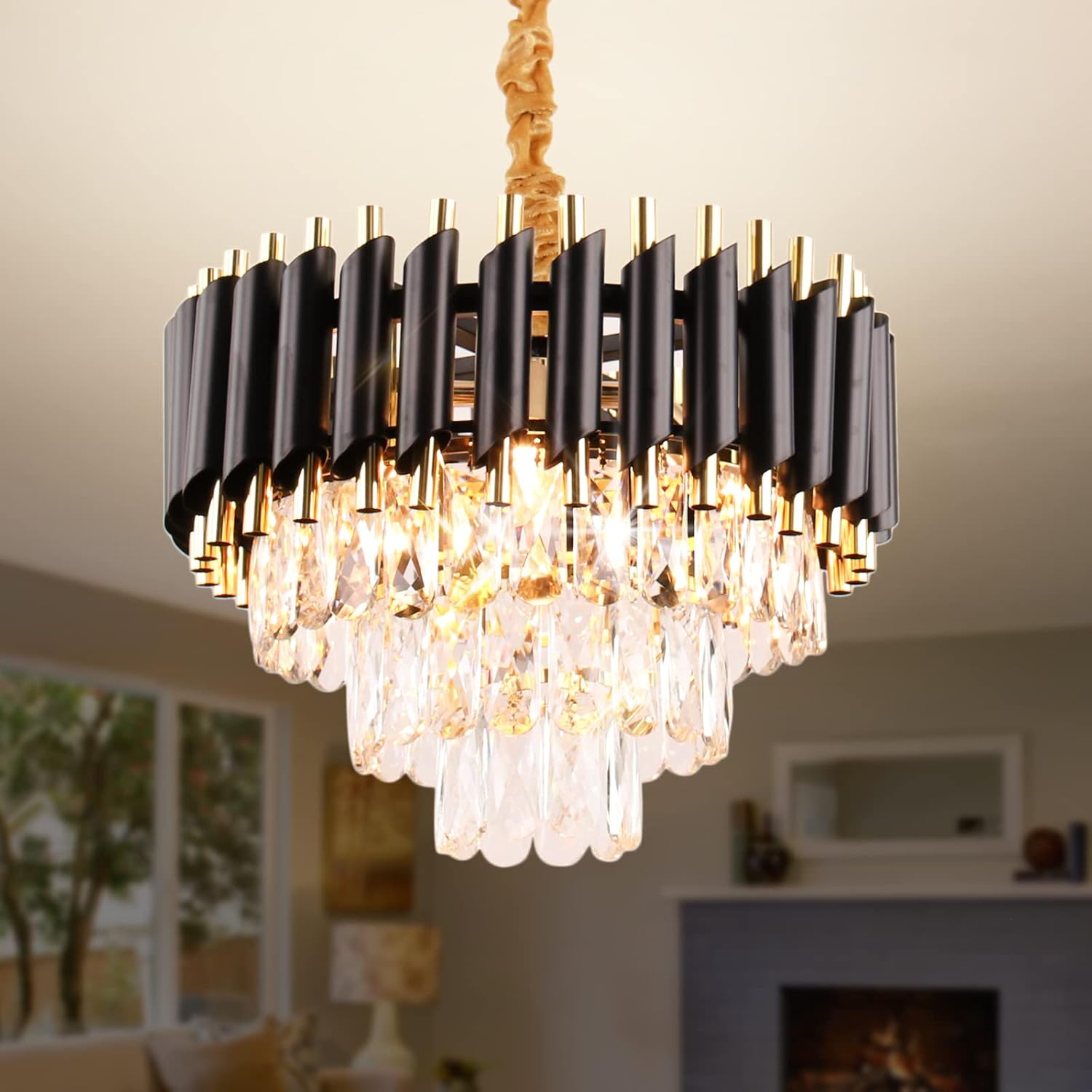 Candelabru Cristal BLACK PANTHER 300mm NEGRU + AURIU / CRISTAL / 30CM Chandeliers Crystal