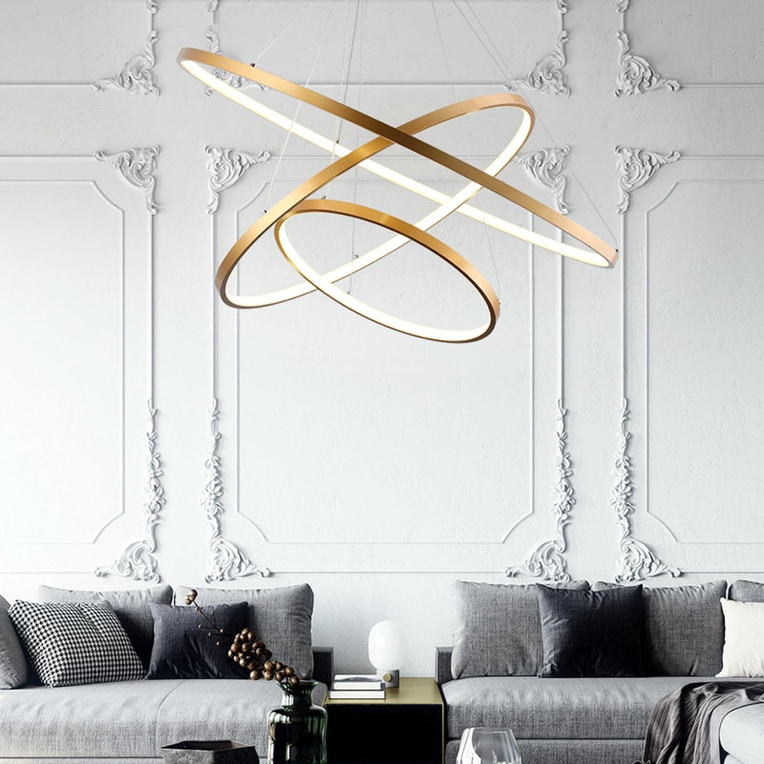 Lustra LED WONDER Gold 3 Segmente Echivalent 600W Telecomanda