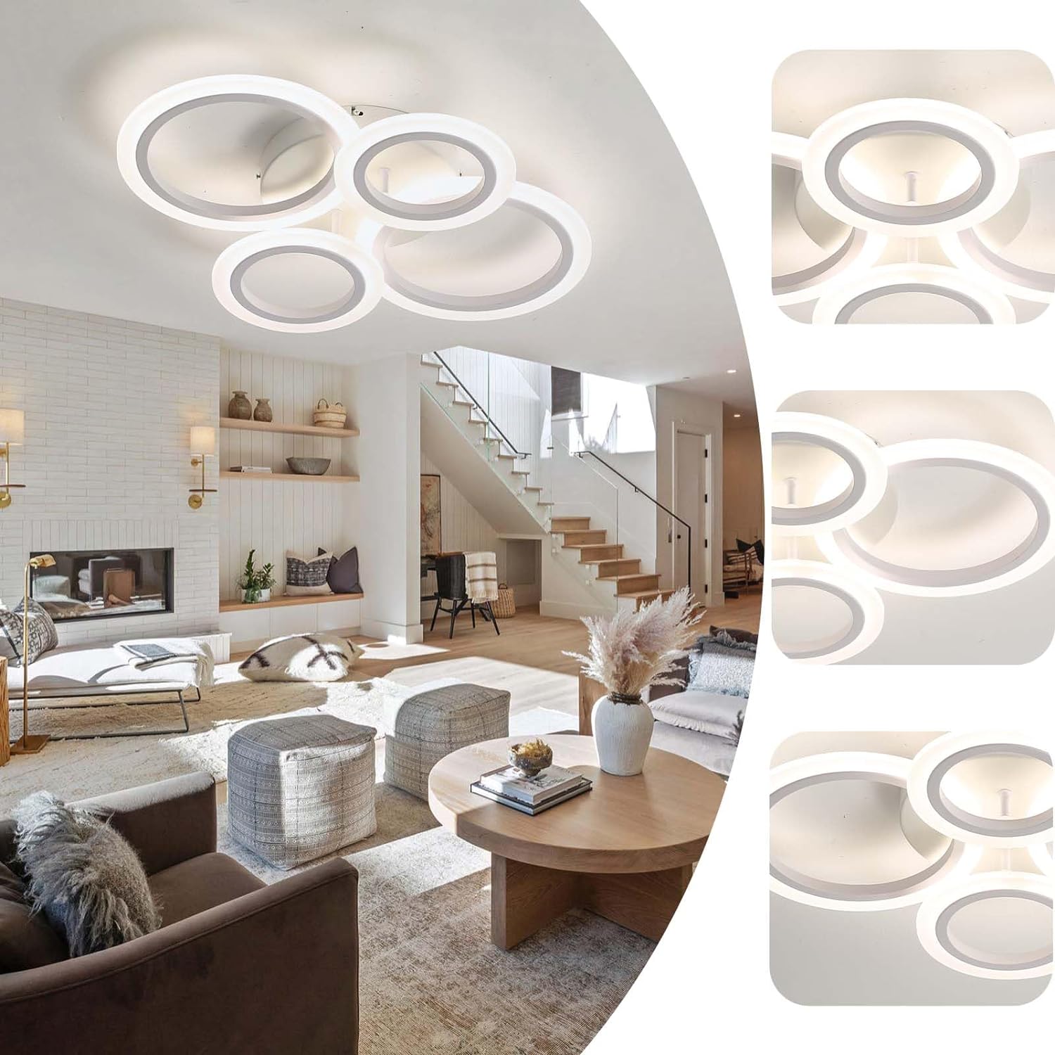 Lustra LED 2+2 CIRCLE Design Alb Echivalent 400W RESIGILATA R3