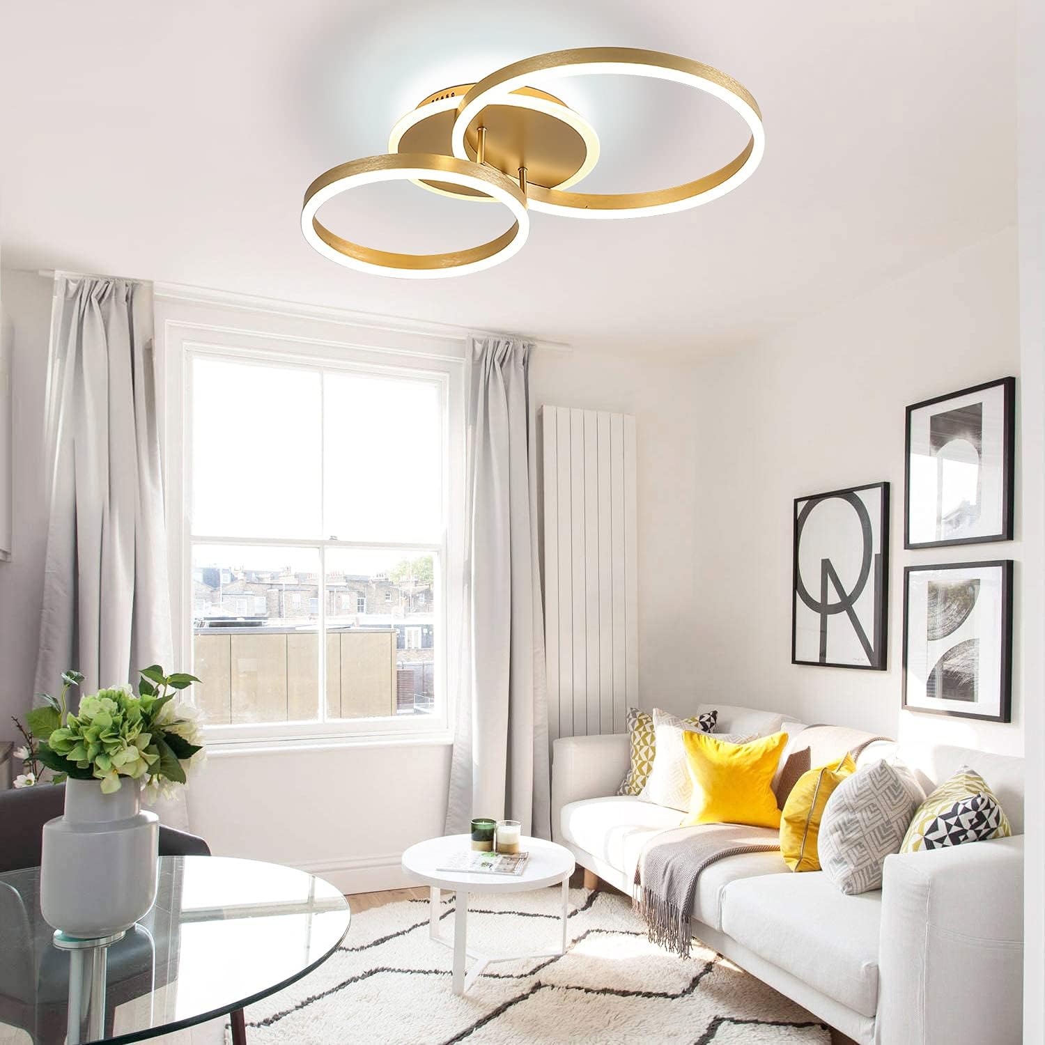 Lustra LED Beauty Gold 2 BIG Circle Echivalent 600W Telecomanda Resigilat R3