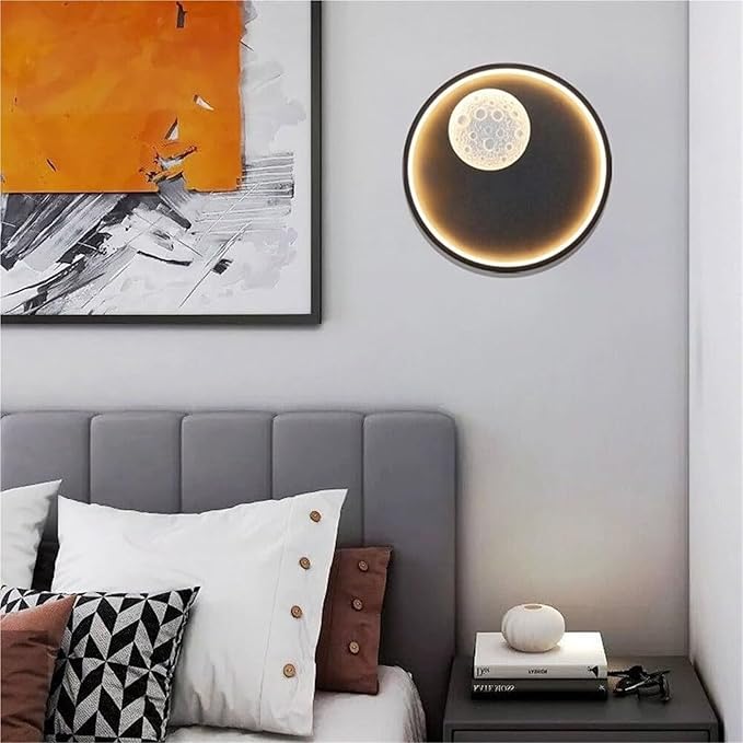 Aplica LED Round Moon BLACK YCM 5558 BK NEAGRA / CIRCLE DESIGN Wall Light Fixtures